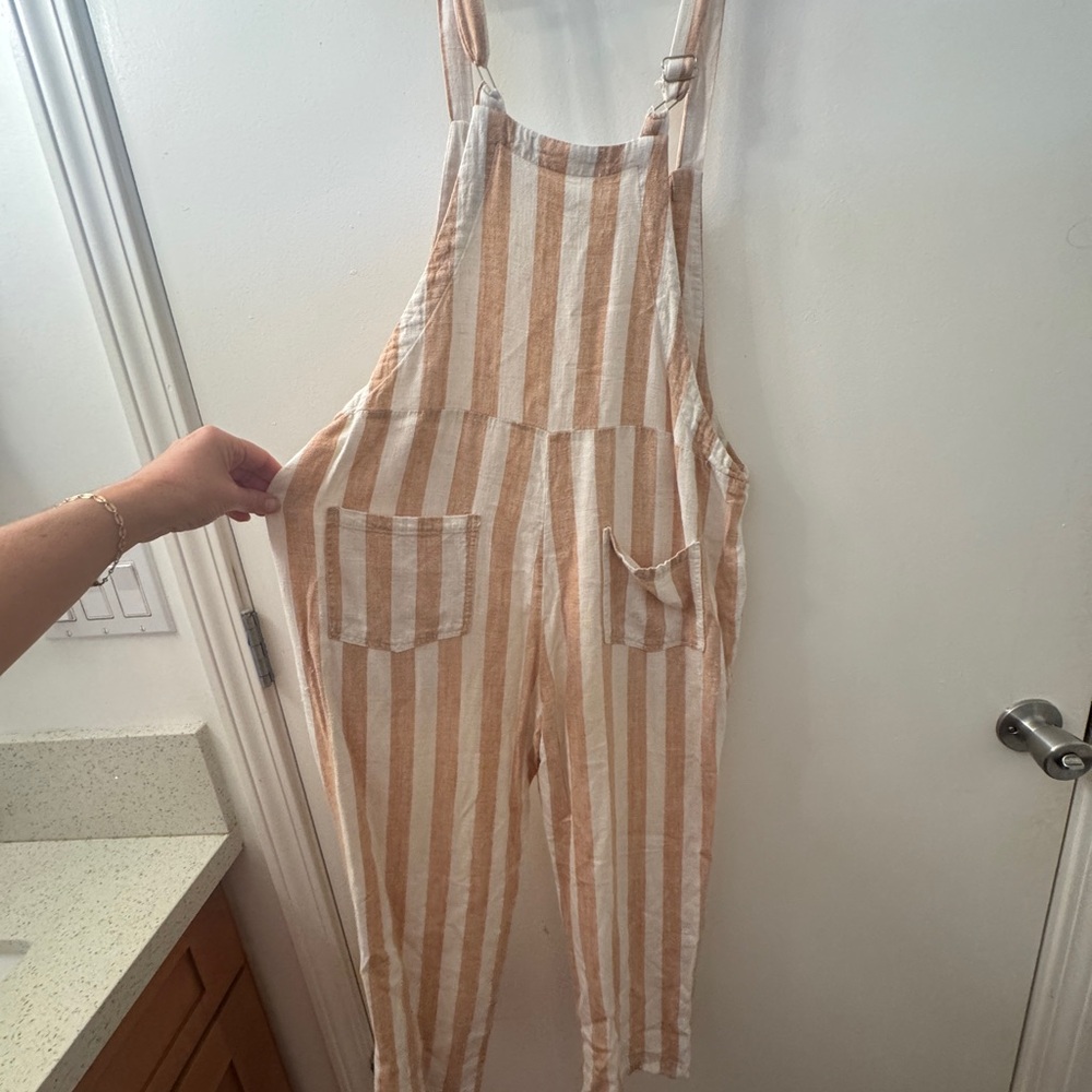 Mahina Tan Striped Romper